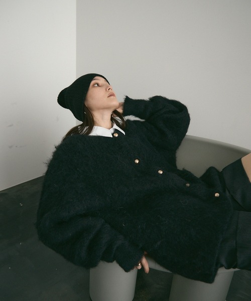 Lutim by u（ルチバイユー）の「BIG ボタン・シャギーニットカーディガン（カーディガン/ボレロ・レディース・レッド/モカ/チャコールグレー/ブラック/ナチュラル・FREE）」の18枚目の写真