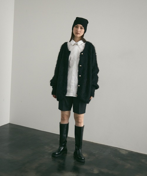 Lutim by u（ルチバイユー）の「BIG ボタン・シャギーニットカーディガン（カーディガン/ボレロ・レディース・レッド/モカ/チャコールグレー/ブラック/ナチュラル・FREE）」の19枚目の写真