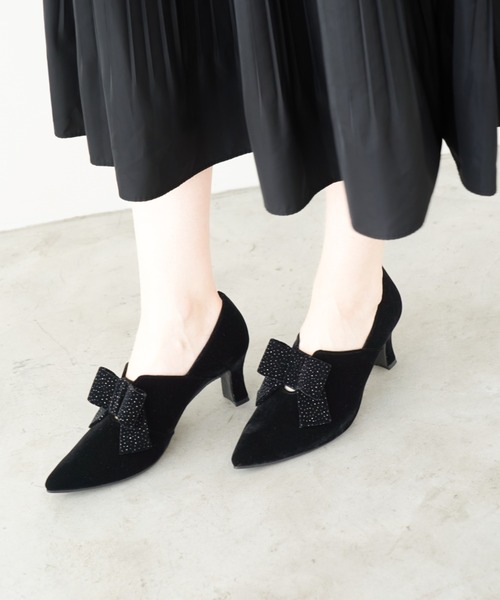 Launa lea(ラウナレア)の「7cmリボンベルベットブーティー(0585)(ブーツ・レディース・ブラック系その他/ネイビー系/グレー系その他/アッシュブラウン・24.5cm/24.0cm/23.5cm/23.0cm/22.5cm/22.0cm/25.0cm)」の19枚目の写真