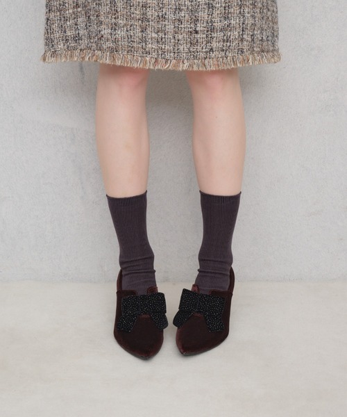 Launa lea(ラウナレア)の「7cmリボンベルベットブーティー(0585)(ブーツ・レディース・ブラック系その他/ネイビー系/グレー系その他/アッシュブラウン・24.5cm/24.0cm/23.5cm/23.0cm/22.5cm/22.0cm/25.0cm)」の22枚目の写真