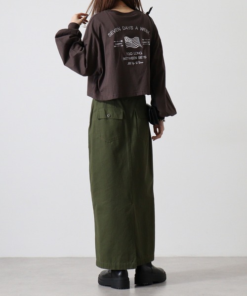spiritoso(スピリトーゾ)の「spiritoso アメリカンフラッグクロップド丈Tシャツ(Tシャツ/カットソー・レディース・モカ/オリーブ/チャコール/オフホワイト・F)」の17枚目の写真