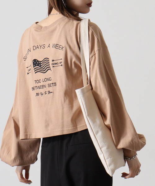 spiritoso(スピリトーゾ)の「spiritoso アメリカンフラッグクロップド丈Tシャツ(Tシャツ/カットソー・レディース・モカ/オリーブ/チャコール/オフホワイト・F)」の21枚目の写真