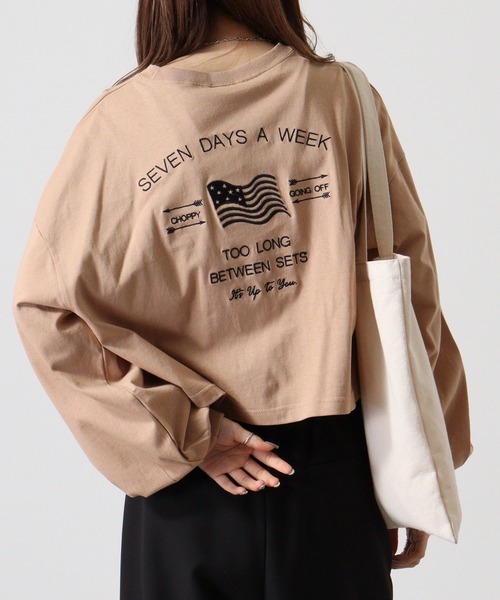 spiritoso(スピリトーゾ)の「spiritoso アメリカンフラッグクロップド丈Tシャツ(Tシャツ/カットソー・レディース・モカ/オリーブ/チャコール/オフホワイト・F)」の20枚目の写真