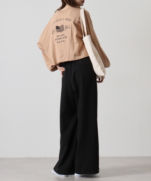 spiritoso(スピリトーゾ)の「spiritoso アメリカンフラッグクロップド丈Tシャツ(Tシャツ/カットソー・レディース・モカ/オリーブ/チャコール/オフホワイト・F)」の15枚目の写真