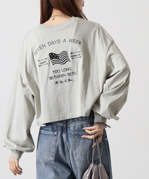 spiritoso(スピリトーゾ)の「spiritoso アメリカンフラッグクロップド丈Tシャツ(Tシャツ/カットソー・レディース・モカ/オリーブ/チャコール/オフホワイト・F)」の11枚目の写真