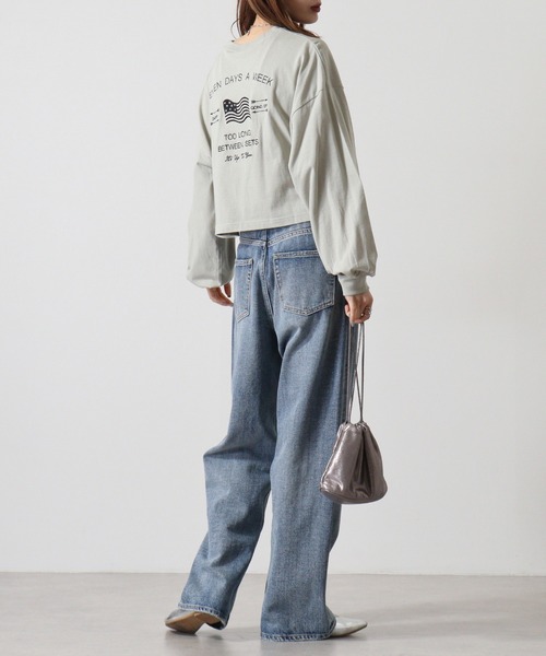 spiritoso(スピリトーゾ)の「spiritoso アメリカンフラッグクロップド丈Tシャツ(Tシャツ/カットソー・レディース・モカ/オリーブ/チャコール/オフホワイト・F)」の14枚目の写真