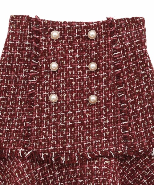 31 Sons de mode（トランテアン　ソン　ドゥ　モード）の「ツイードフリンジミニスカート（スカート・レディース・ブラック/レッド/オフホワイト・36/38）」の8枚目の写真