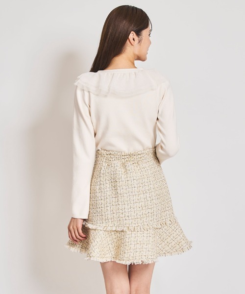 31 Sons de mode（トランテアン　ソン　ドゥ　モード）の「ツイードフリンジミニスカート（スカート・レディース・ブラック/レッド/オフホワイト・36/38）」の19枚目の写真