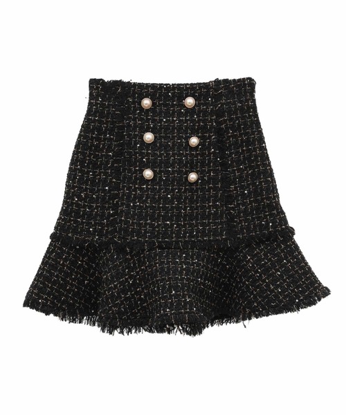 31 Sons de mode（トランテアン　ソン　ドゥ　モード）の「ツイードフリンジミニスカート（スカート・レディース・ブラック/レッド/オフホワイト・36/38）」の7枚目の写真