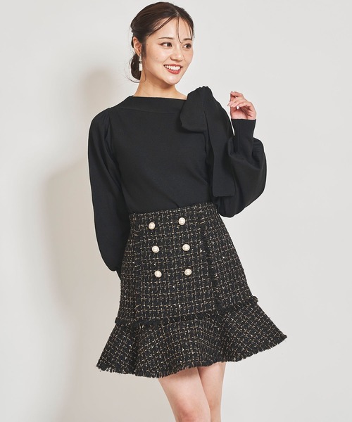 31 Sons de mode（トランテアン　ソン　ドゥ　モード）の「ツイードフリンジミニスカート（スカート・レディース・ブラック/レッド/オフホワイト・36/38）」の20枚目の写真