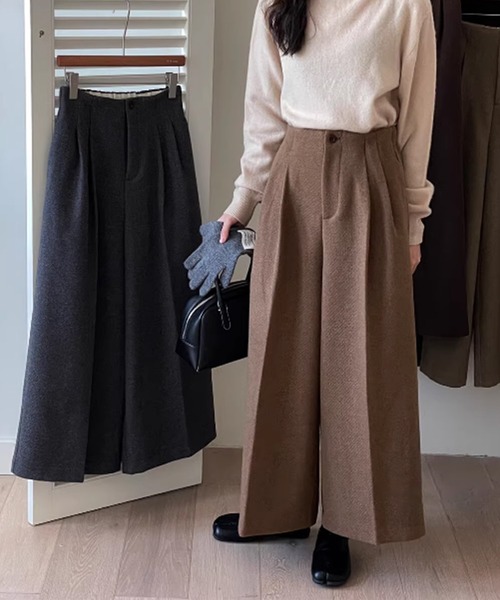 BANICO（バニコ）の「【Banico】ウールライクワイドストレートパンツ（スラックス・レディース・ブラック/ベージュ/グレー・SMALL/MEDIUM/LARGE）」の14枚目の写真