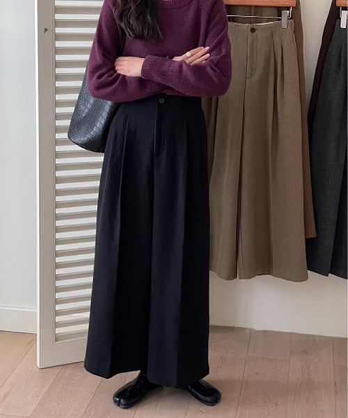 BANICO（バニコ）の「【Banico】ウールライクワイドストレートパンツ（スラックス・レディース・ブラック/ベージュ/グレー・SMALL/MEDIUM/LARGE）」の7枚目の写真