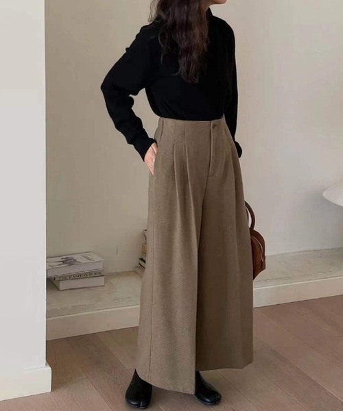 BANICO（バニコ）の「【Banico】ウールライクワイドストレートパンツ（スラックス・レディース・ブラック/ベージュ/グレー・SMALL/MEDIUM/LARGE）」の12枚目の写真