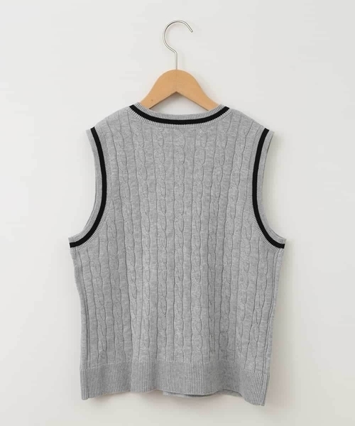 a.v.v（アーヴェヴェ）の「[140-160]【卒服】配色ニットベスト（ベスト・キッズ・ホワイト/ライトグレー・140/150/160）」の7枚目の写真