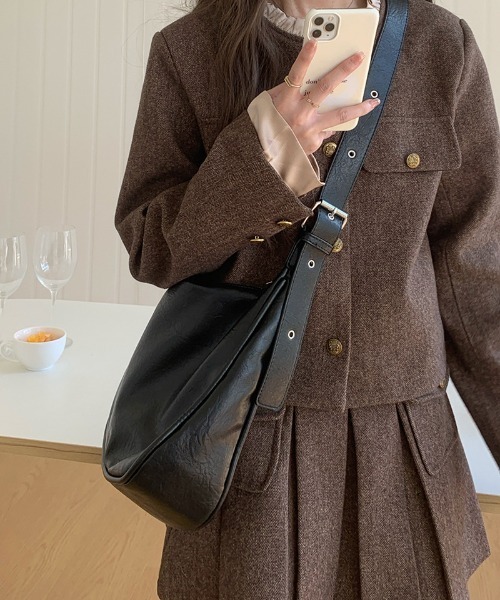 FREE STYLISTS（フリー スタイリスト）の「Y2K リングベルトビンテージライクショルダー/ハンドバッグ  A4対応大容量（ショルダーバッグ・レディース・ブラック/ブラウン・FREE）」の12枚目の写真