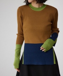 PLUS（プラス）の「【PLUS】カラーブロッキングリブニット（ニット/セーター）」