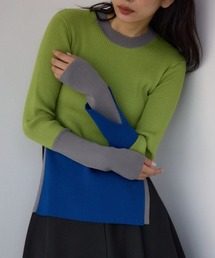 PLUS（プラス）の「【PLUS】カラーブロッキングリブニット（ニット/セーター）」