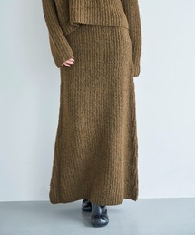 畦編みロングニットスカート