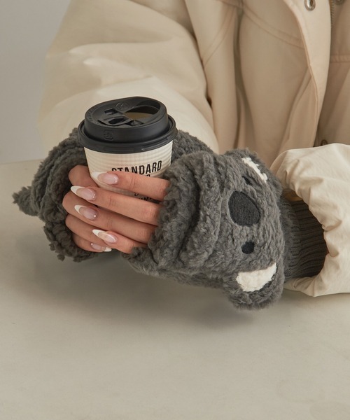 セール】【SETUP7】アニマルFACEアームフード 裏ボア2WAY手袋 WINGI