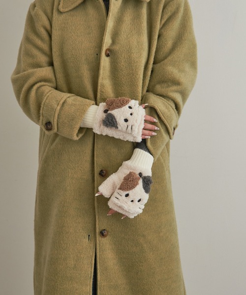 SETUP7（セットアップセブン）の「【SETUP7】アニマルFACEアームフード 裏ボア2WAY手袋 WINGI（手袋・レディース・オフホワイト/グレー・FREE）」の6枚目の写真