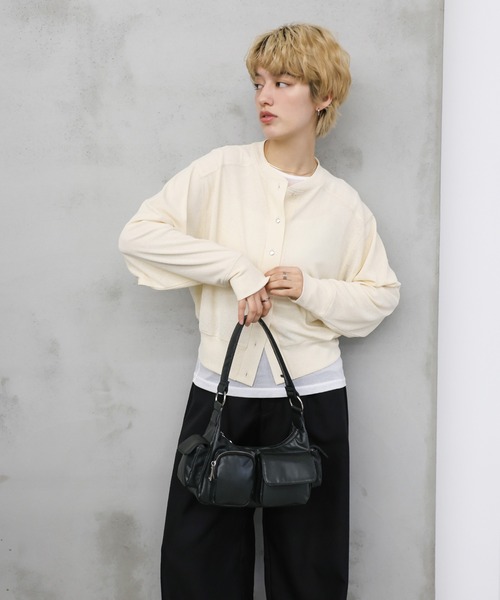 select MOCA（セレクトモカ）の「ルーズシルエットディープタックパンツ（スラックス・レディース・アイボリー/ブラック・MEDIUM/LARGE）」の12枚目の写真