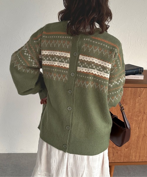 kutir（クティール）の「2wayノルディックレースカーディガンニット（カーディガン/ボレロ・レディース・ネイビー/アイボリー/グリーン・FREE）」の22枚目の写真