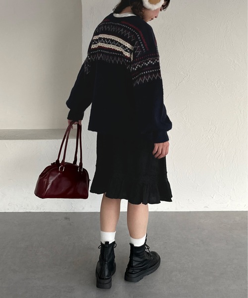 kutir（クティール）の「2wayノルディックレースカーディガンニット（カーディガン/ボレロ・レディース・ネイビー/アイボリー/グリーン・FREE）」の14枚目の写真