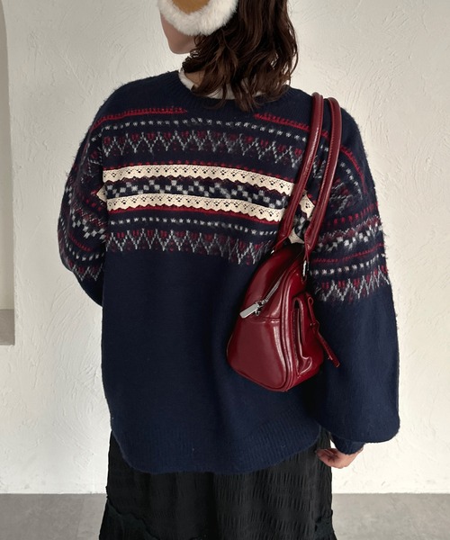 kutir（クティール）の「2wayノルディックレースカーディガンニット（カーディガン/ボレロ・レディース・ネイビー/アイボリー/グリーン・FREE）」の17枚目の写真