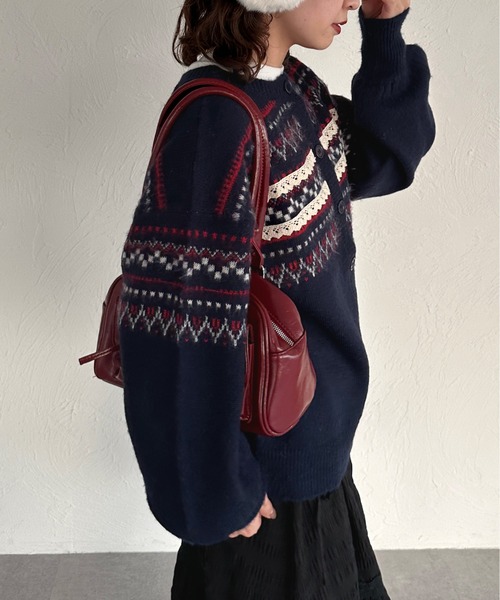 kutir（クティール）の「2wayノルディックレースカーディガンニット（カーディガン/ボレロ・レディース・ネイビー/アイボリー/グリーン・FREE）」の18枚目の写真