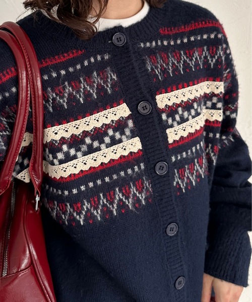 kutir（クティール）の「2wayノルディックレースカーディガンニット（カーディガン/ボレロ・レディース・ネイビー/アイボリー/グリーン・FREE）」の16枚目の写真
