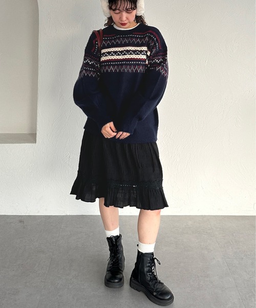 kutir（クティール）の「2wayノルディックレースカーディガンニット（カーディガン/ボレロ・レディース・ネイビー/アイボリー/グリーン・FREE）」の11枚目の写真