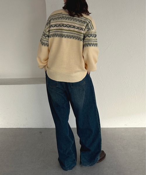 kutir（クティール）の「2wayノルディックレースカーディガンニット（カーディガン/ボレロ・レディース・ネイビー/アイボリー/グリーン・FREE）」の7枚目の写真