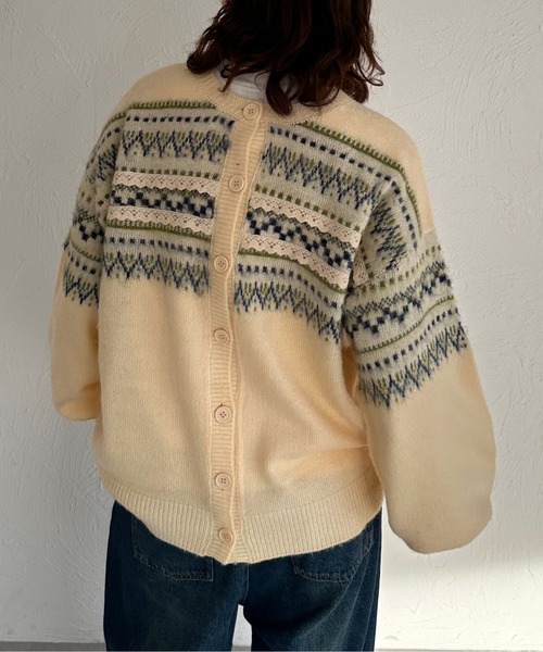 kutir（クティール）の「2wayノルディックレースカーディガンニット（カーディガン/ボレロ・レディース・ネイビー/アイボリー/グリーン・FREE）」の5枚目の写真