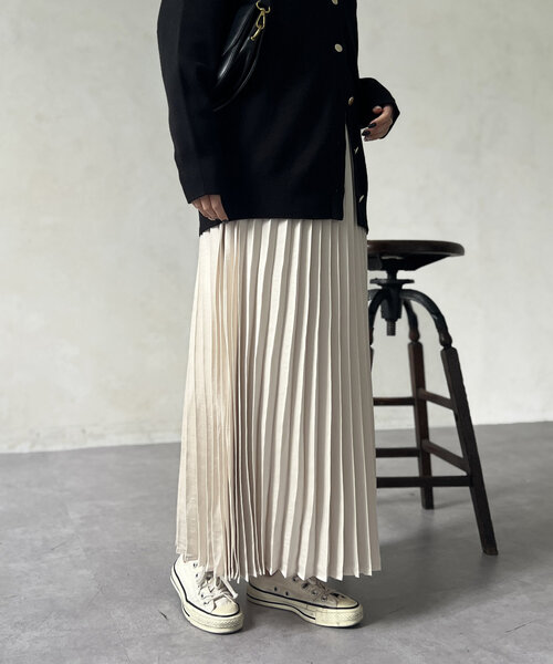 サテンプリーツスカート（スカート）｜Chez toi（シェトワ）