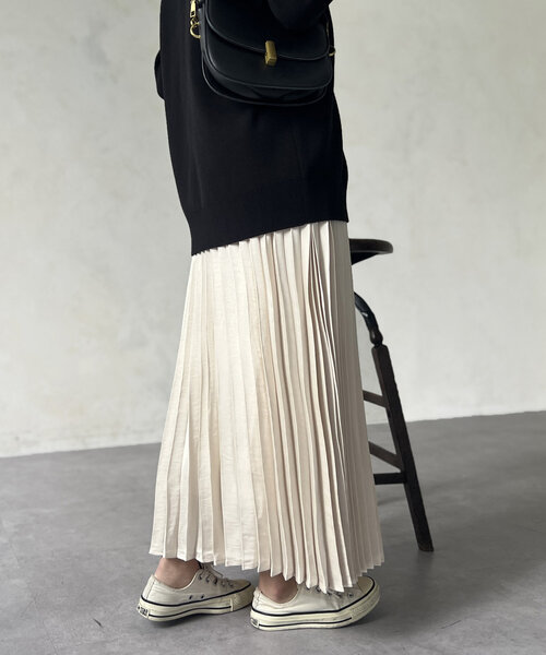 サテンプリーツスカート（スカート）｜Chez toi（シェトワ）