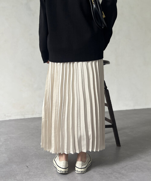 サテンプリーツスカート（スカート）｜Chez toi（シェトワ）