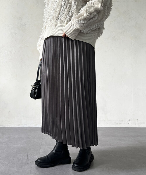 サテンプリーツスカート（スカート）｜Chez toi（シェトワ）