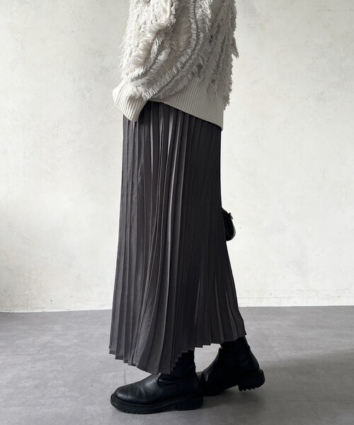 サテンプリーツスカート（スカート）｜Chez toi（シェトワ）