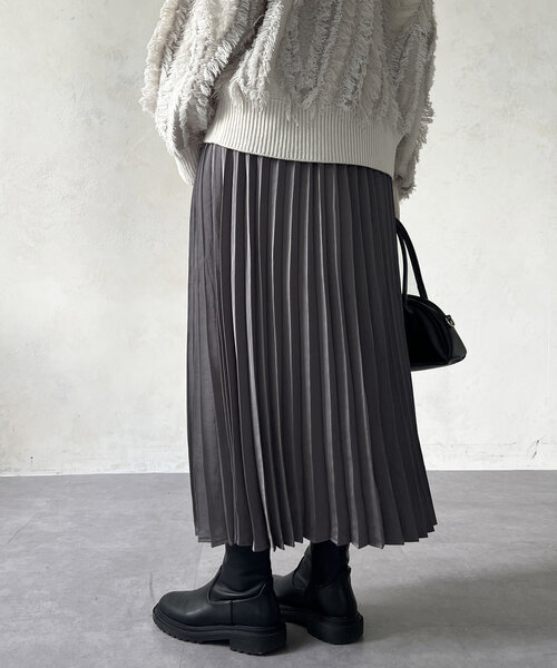 サテンプリーツスカート（スカート）｜Chez toi（シェトワ）