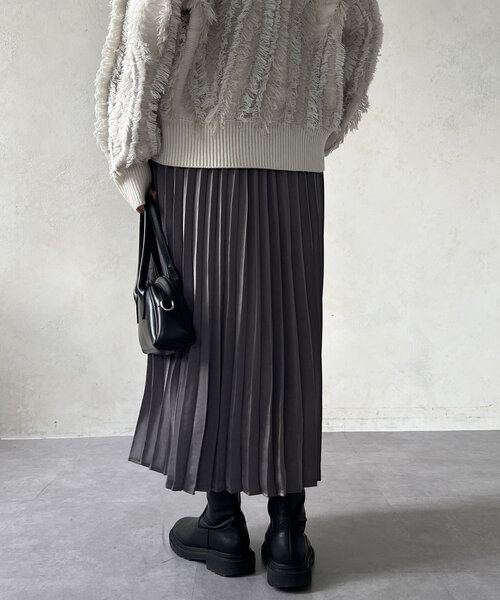 サテンプリーツスカート（スカート）｜Chez toi（シェトワ）