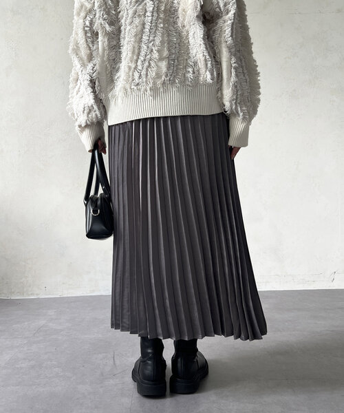 サテンプリーツスカート（スカート）｜Chez toi（シェトワ）