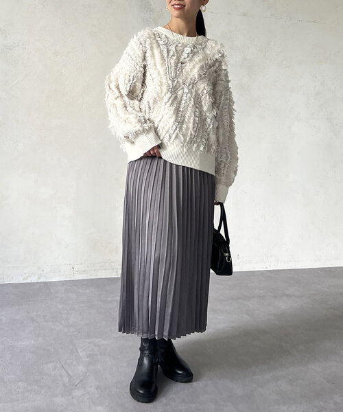 サテンプリーツスカート（スカート）｜Chez toi（シェトワ）