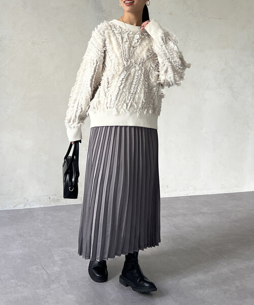 サテンプリーツスカート（スカート）｜Chez toi（シェトワ）