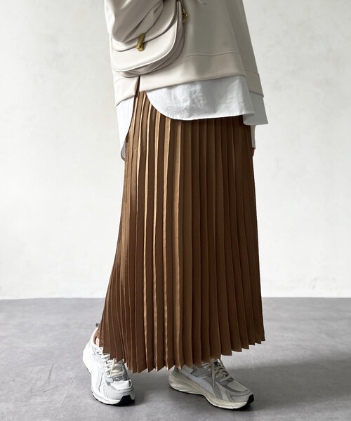 サテンプリーツスカート（スカート）｜Chez toi（シェトワ）