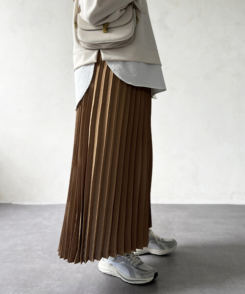 サテンプリーツスカート（スカート）｜Chez toi（シェトワ）