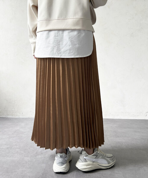 サテンプリーツスカート（スカート）｜Chez toi（シェトワ）