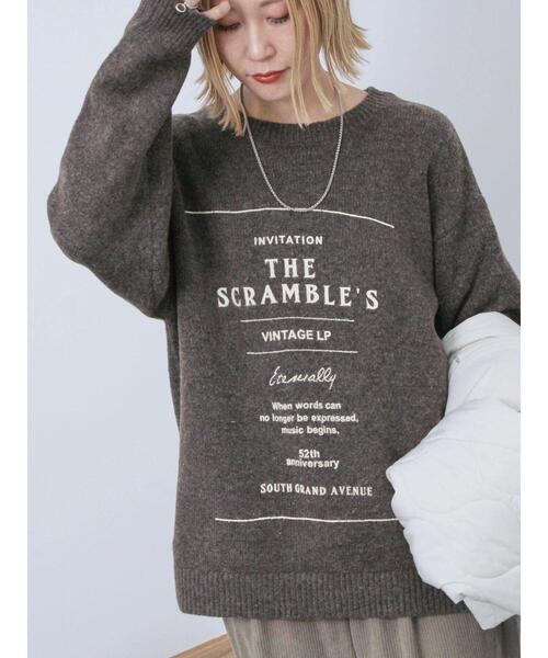 Samansa Mos2 blue（サマンサモスモスブルー）の「◎プリント起毛ニットプルオーバー（ニット/セーター・レディース・ブラウン/ネイビー/チャコールグレー・F）」の3枚目の写真