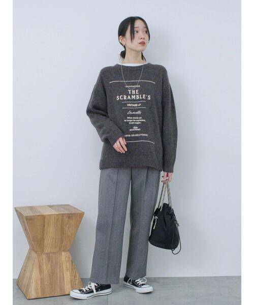 Samansa Mos2 blue（サマンサモスモスブルー）の「◎プリント起毛ニットプルオーバー（ニット/セーター・レディース・ブラウン/ネイビー/チャコールグレー・F）」の20枚目の写真