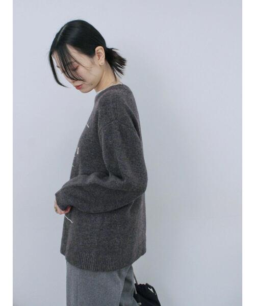 Samansa Mos2 blue（サマンサモスモスブルー）の「◎プリント起毛ニットプルオーバー（ニット/セーター・レディース・ブラウン/ネイビー/チャコールグレー・F）」の17枚目の写真