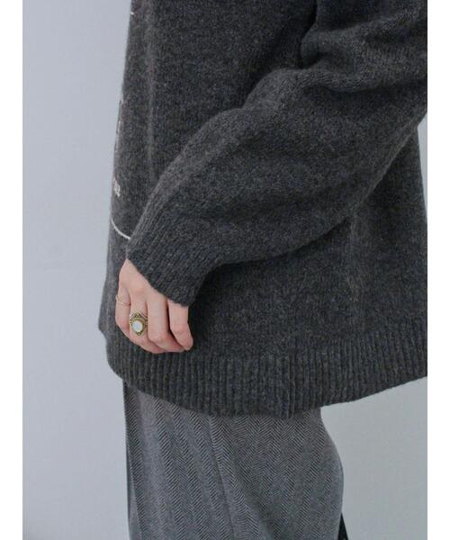 Samansa Mos2 blue（サマンサモスモスブルー）の「◎プリント起毛ニットプルオーバー（ニット/セーター・レディース・ブラウン/ネイビー/チャコールグレー・F）」の8枚目の写真